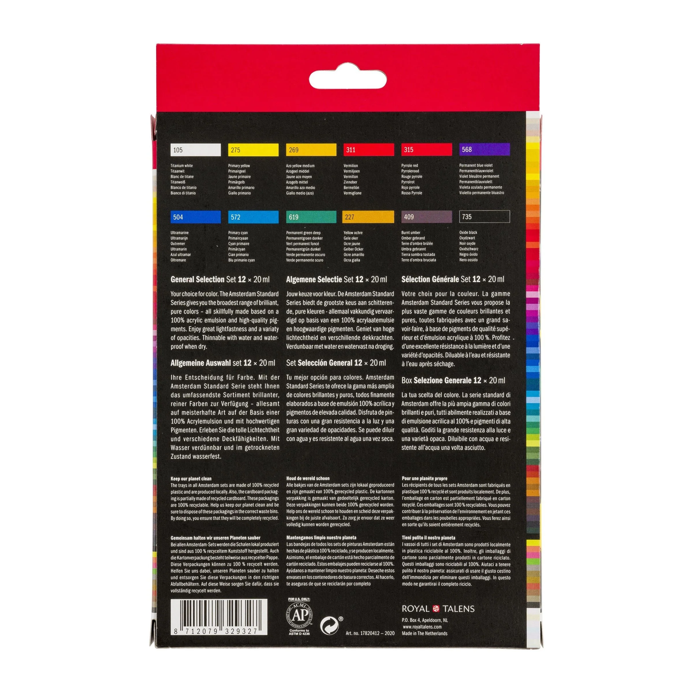 Amsterdam Acrylic Paint Set of 12 Colors, 20ml Tubes - Image 2