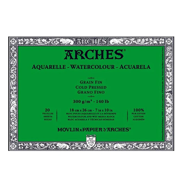 Arches Watercolor Block 140LB, Natural White, Cold Press in Various Sizes - Image 3
