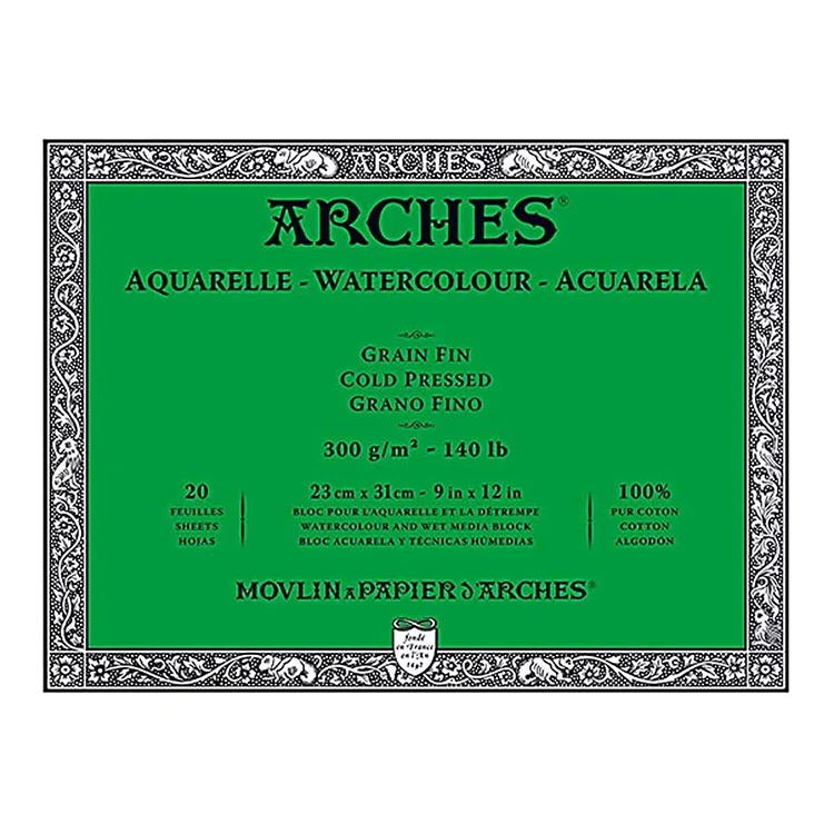 Arches Watercolor Block 140LB, Natural White, Cold Press in Various Sizes - Image 4