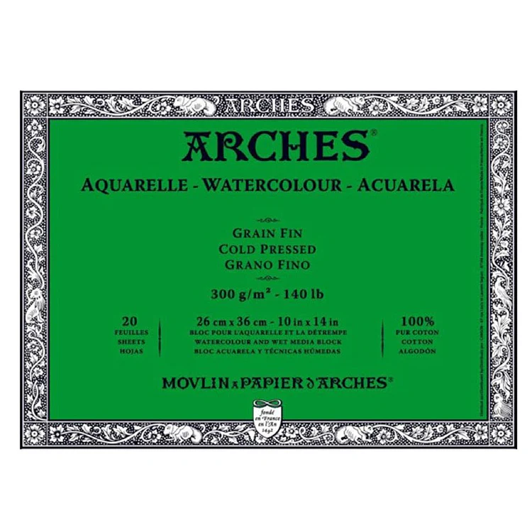 Arches Watercolor Block 140LB, Natural White, Cold Press in Various Sizes - Image 5