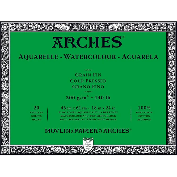 Arches Watercolor Block 140LB, Natural White, Cold Press in Various Sizes - Image 8