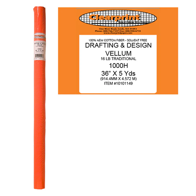 Clearprint 1000H Vellum, Plain, 36" x 5 yd Roll