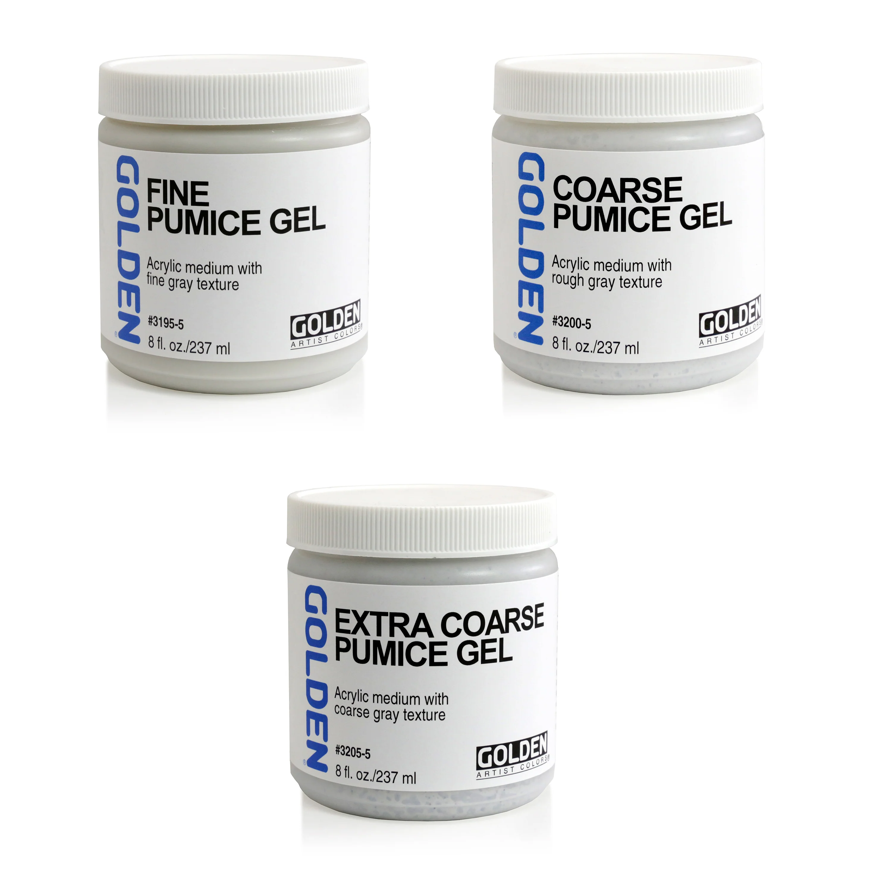 GOLDEN Pumice Gels (Fine, Coarse, Extra Coarse) 8oz