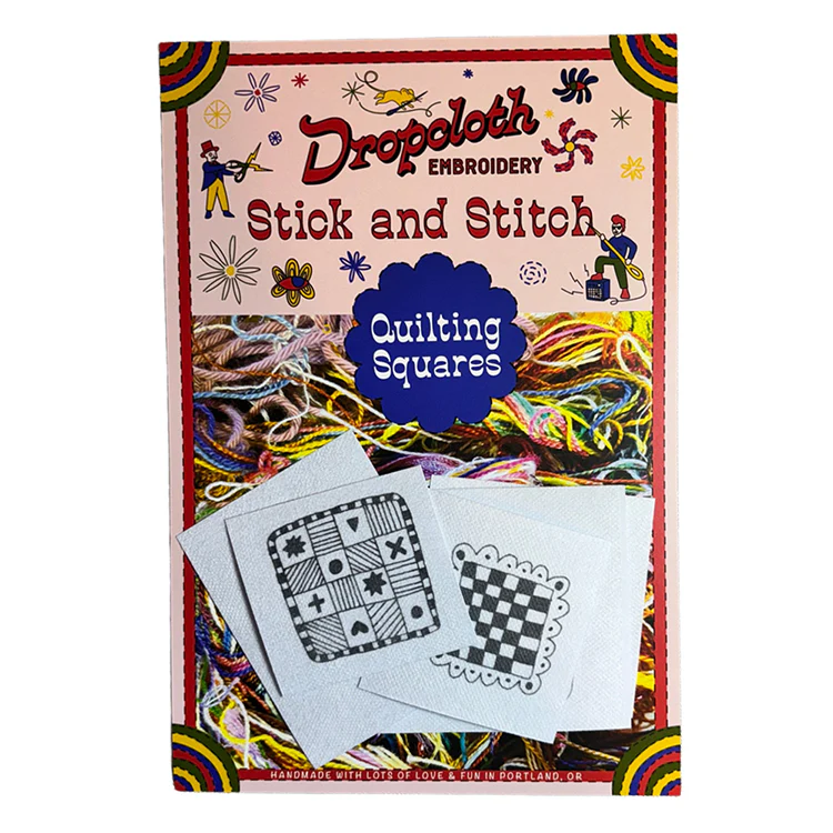 Dropcloth Embroidery Quilt Squares Stick & Stitch Set