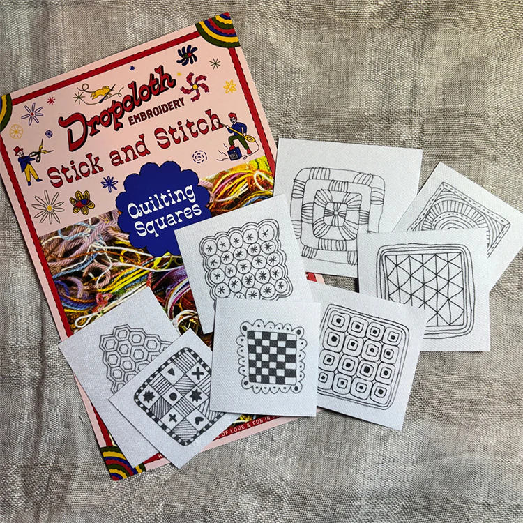 Dropcloth Embroidery Quilt Squares Stick & Stitch Set - Image 2