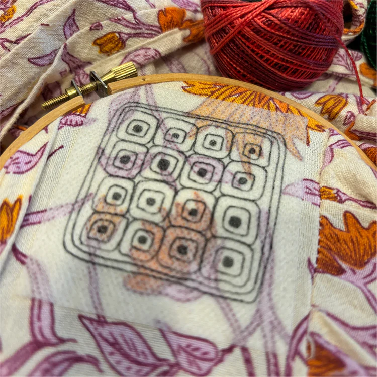 Dropcloth Embroidery Quilt Squares Stick & Stitch Set - Image 4