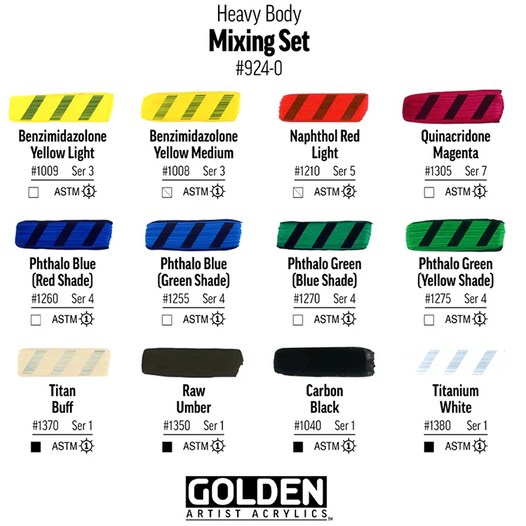 Golden Heavy Body Mixing Set 12 tubes X 22ml - Image 3