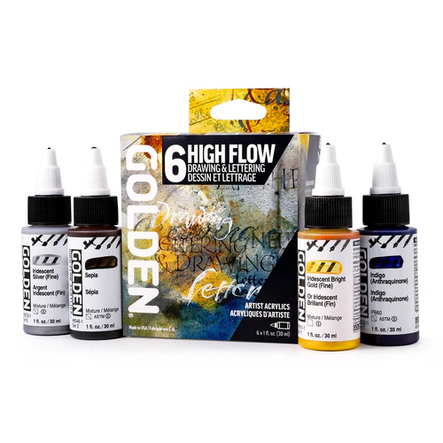 Golden High Flow Drawing/Lettering Set 6 x 30ml bottles - Image 4