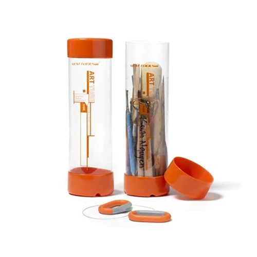Sculpture Tool Storage, Art Tube in Green or Orange - Image 2