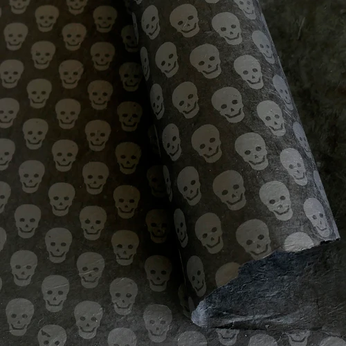 Lamali Lokta Paper Skull Pattern in Black or White - Image 3