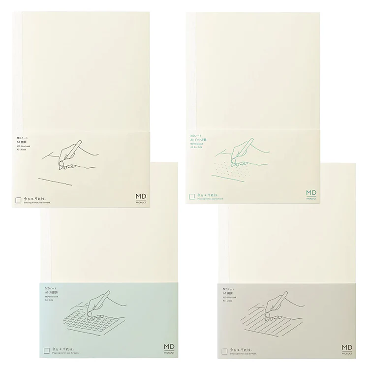 Midori MD Notebook A5, Blank, Dot Grid, Grid or Lined Pages