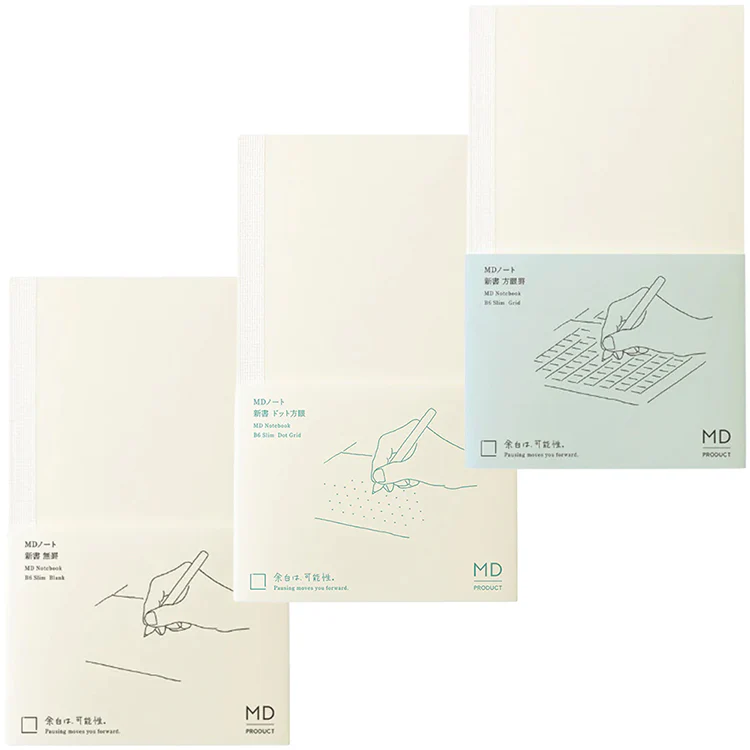 Midori MD Notebook B6 Slim, Blank, Dot Grid, or Grid