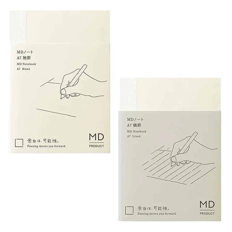Midori MD Notebook A7, Blank or Lined Pages