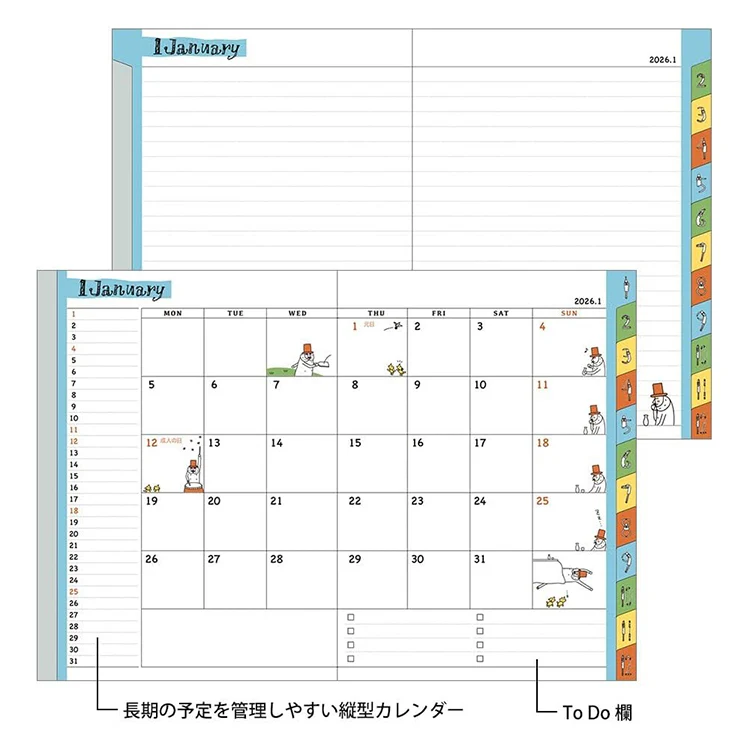 Midori 2026 A6 Pocket Diary Monthly Ojisan - Image 3