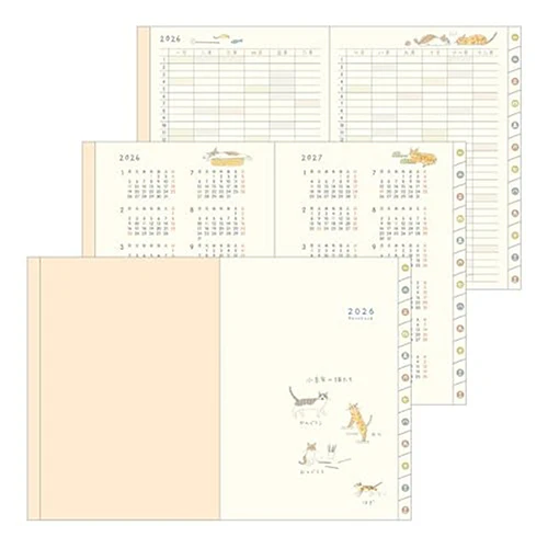 Midori 2026 A6 Pocket Diary Monthly/Weekly Cat - Image 4