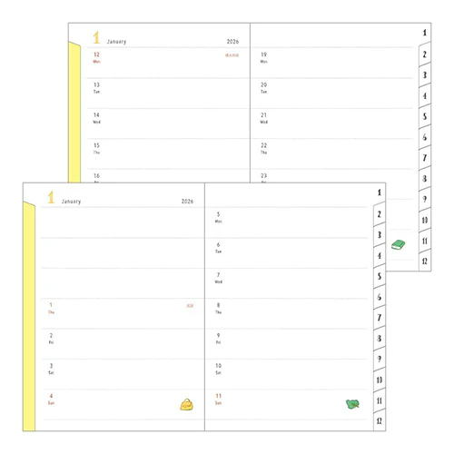 Midori 2026 A6 Pocket Diary Monthly/Weekly Dog - Image 3