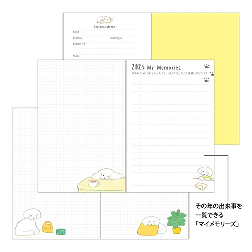 Midori 2026 A6 Pocket Diary Monthly/Weekly Dog - Image 5