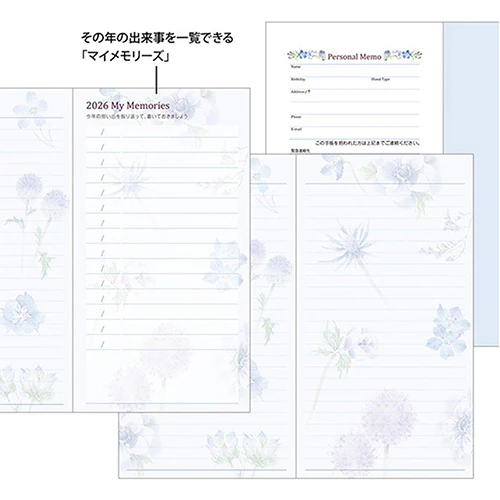 Midori 2026 Slim Pocket Diary (Monthly) Country Time Flower - Image 4