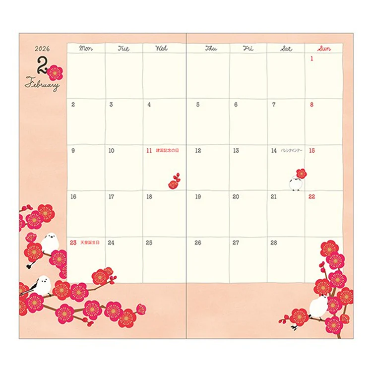Midori 2026 Slim Pocket Diary (Monthly) Bird - Image 3