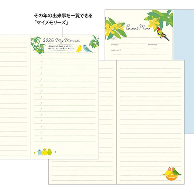 Midori 2026 Slim Pocket Diary (Monthly) Bird - Image 5