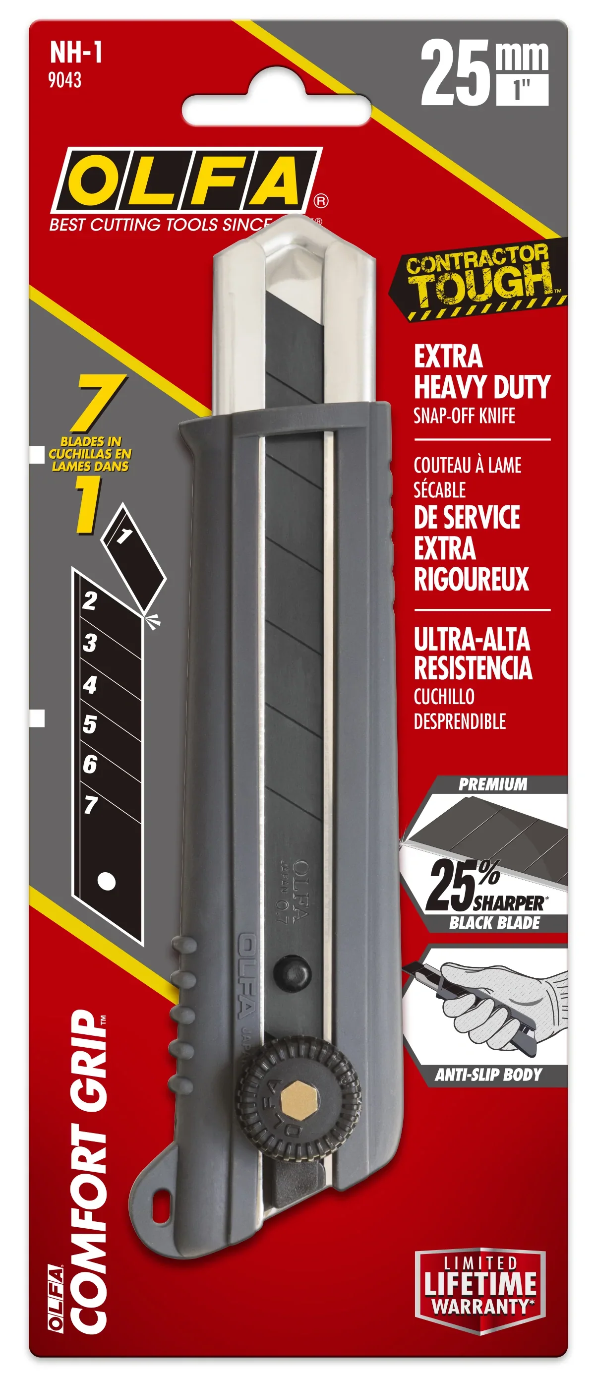 Olfa NH-1 Rubber Grip Ratchet-Lock Utility Knife 25mm - Image 3