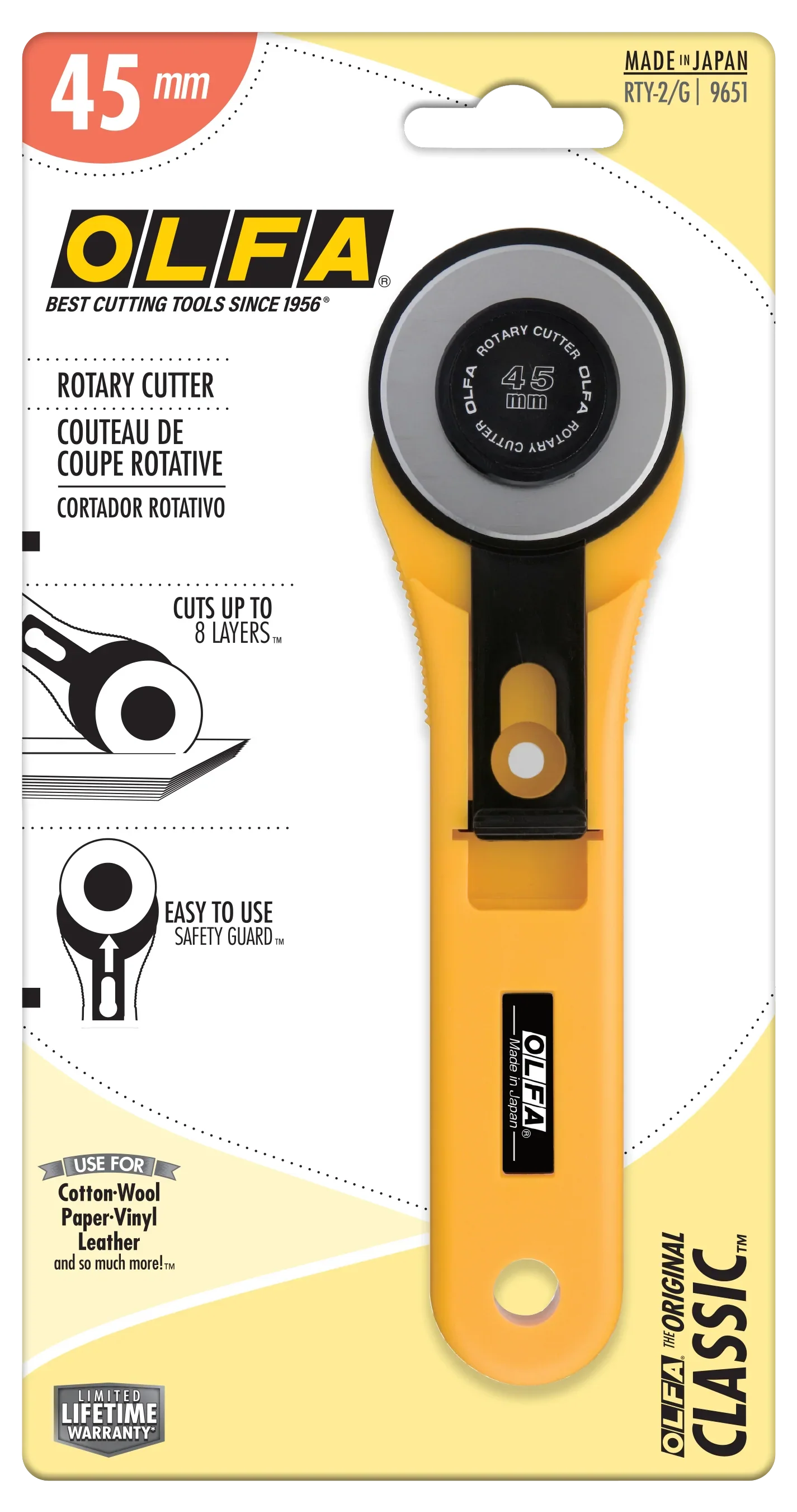 Olfa RTY-2/G Straight Handle Rotary Cutter 45mm - Image 3