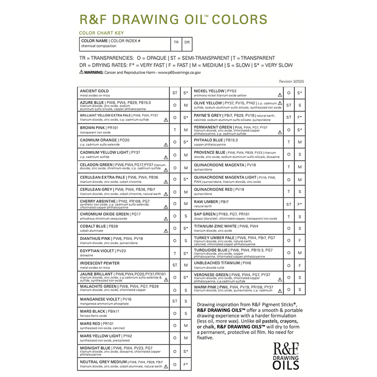 R&F Drawing Oils 12ml Sticks, Various Colors - Image 42