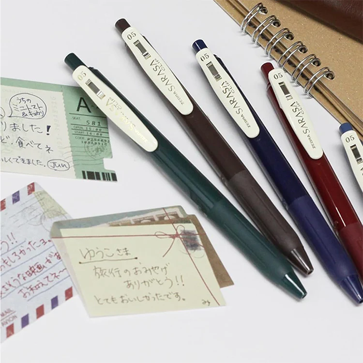 Zebra Sarasa Vintage Pens, Dark Colors, Set of 5 - Image 3