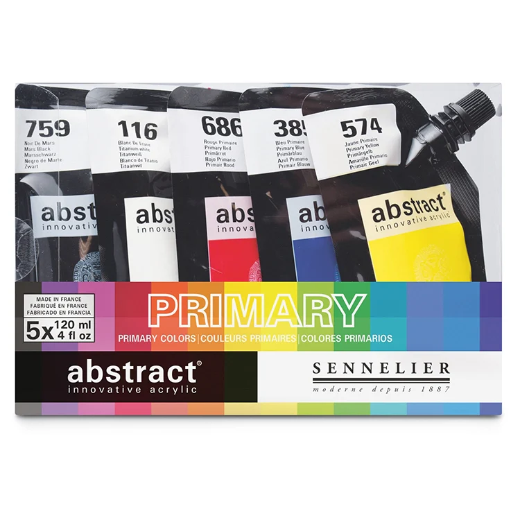 Sennelier Abstract Acrylic Paint Set, Primary Colors set of 5 - Image 2