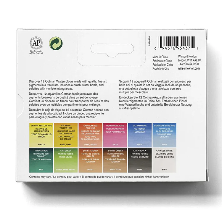Winsor & Newton Cotman Field Travel Box, 12 Half Pan Set - Image 3