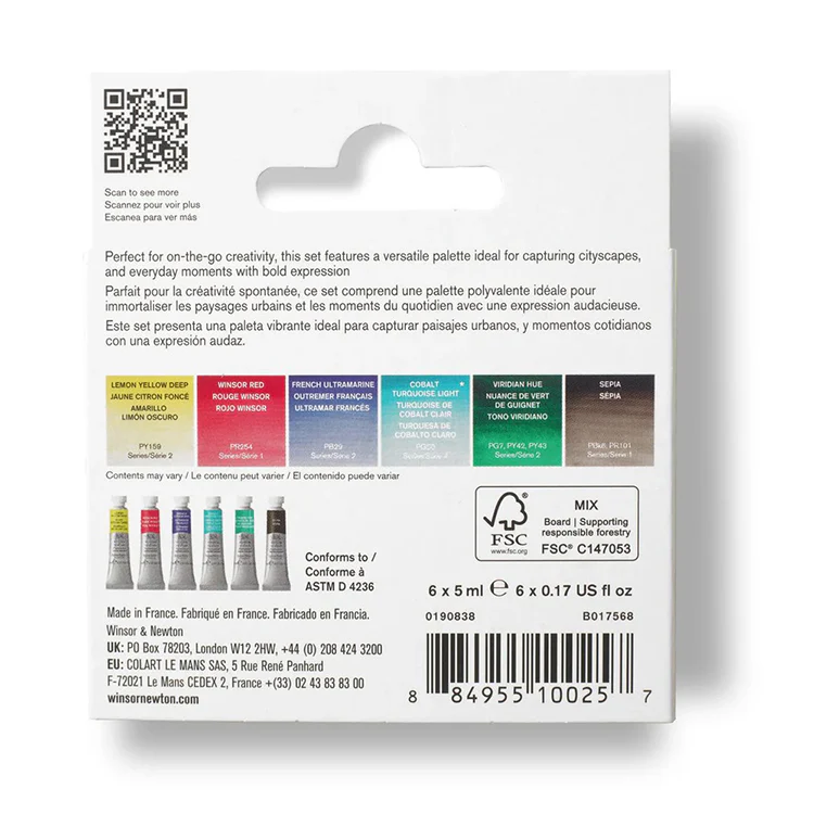 Winsor & Newton Watercolor Urban Sketch Set, 6 x 5ml Tubes - Image 4