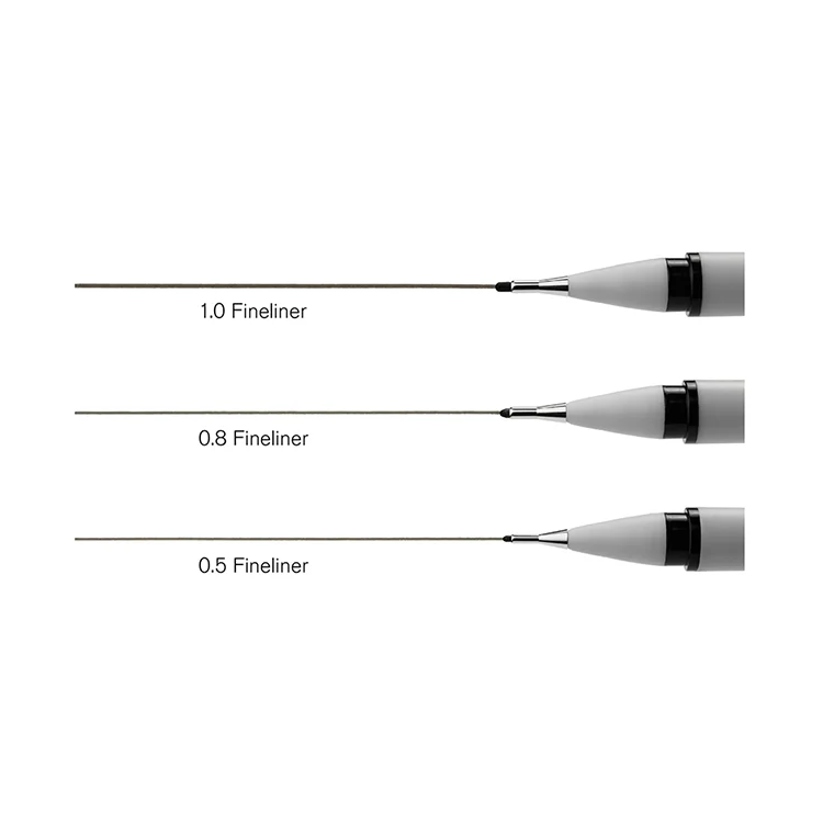 Winsor & Newton Black Fineliner Pens Set - 0.5, 0.8, 1.0 - Image 4