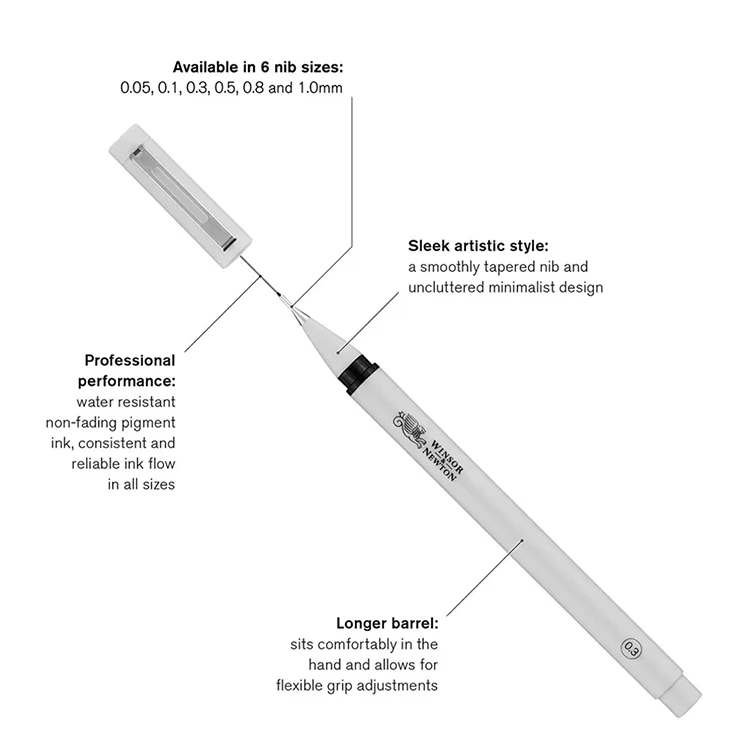 Winsor & Newton Black Fineliner Pens Set - Assorted Set - Image 4