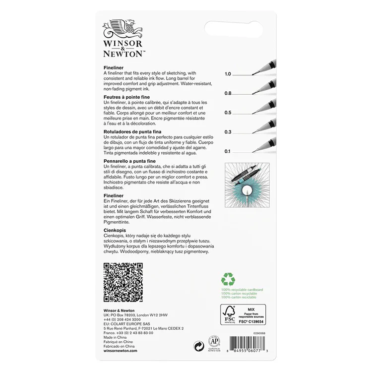 Winsor & Newton Black Fineliner Pens Set - Assorted Set - Image 5