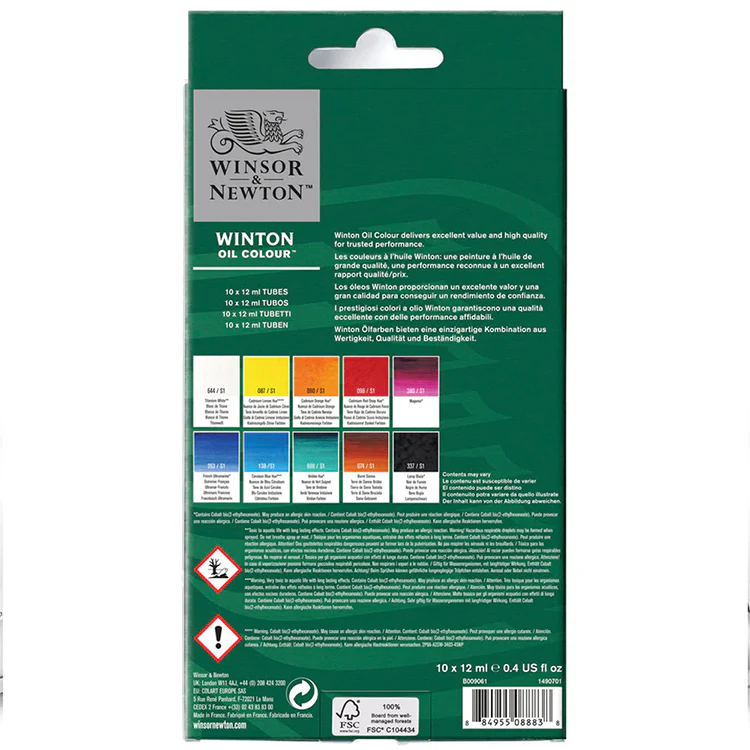 Winsor & Newton Winton Oil Paint Set 10 Colors - Image 2