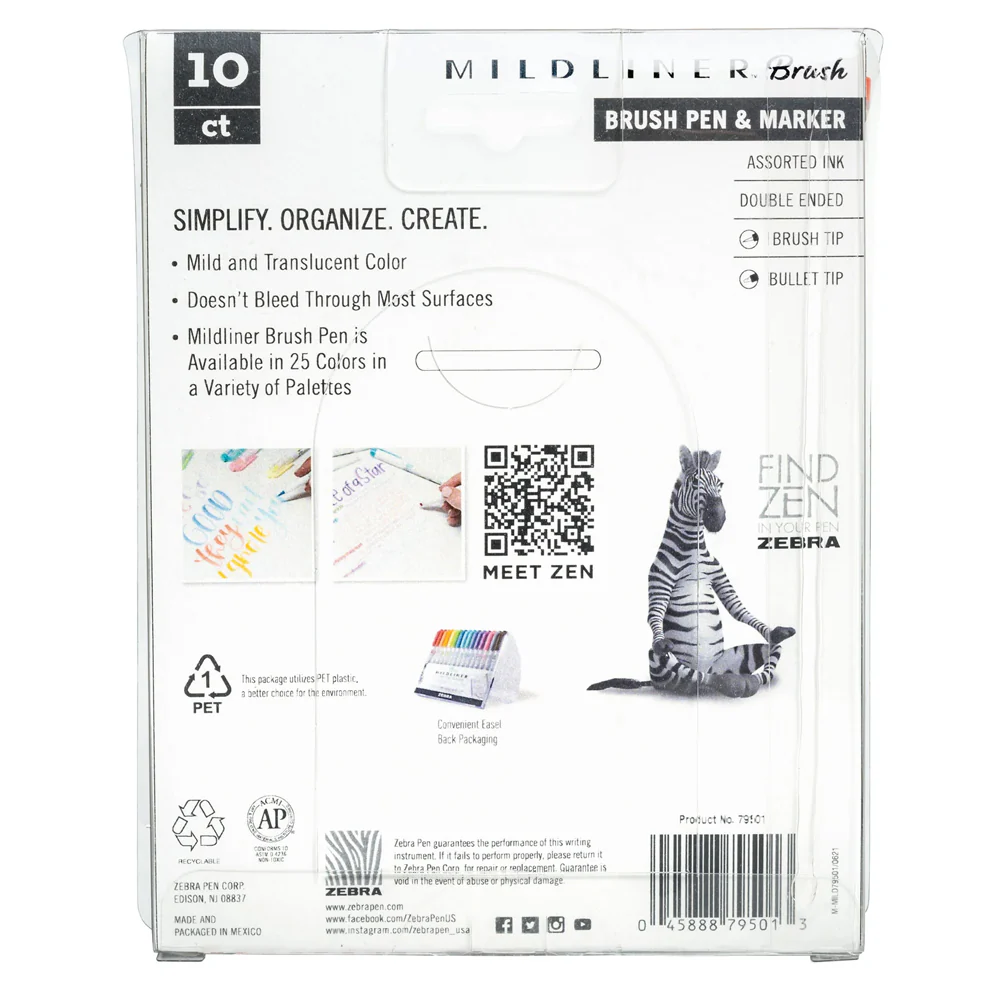 Zebra Mildliner Double-Sided Creative Brush Pen & Marker, 10 Color Set - Image 2