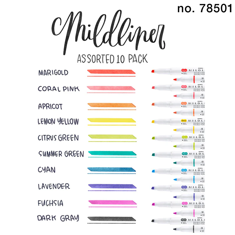 Zebra Mildliner Double-Sided Creative Highlighters, Set No. 78501, 10 Count Set - Image 3