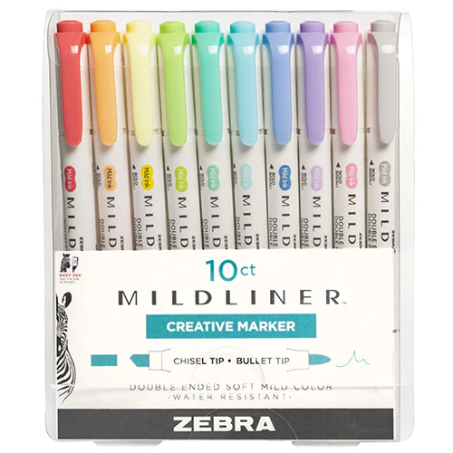 Zebra Mildliner Double-Sided Creative Highlighters, Set No. 78101, 10 Count Set